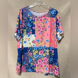 Floral Patchwork Women's Short Sleeve Top